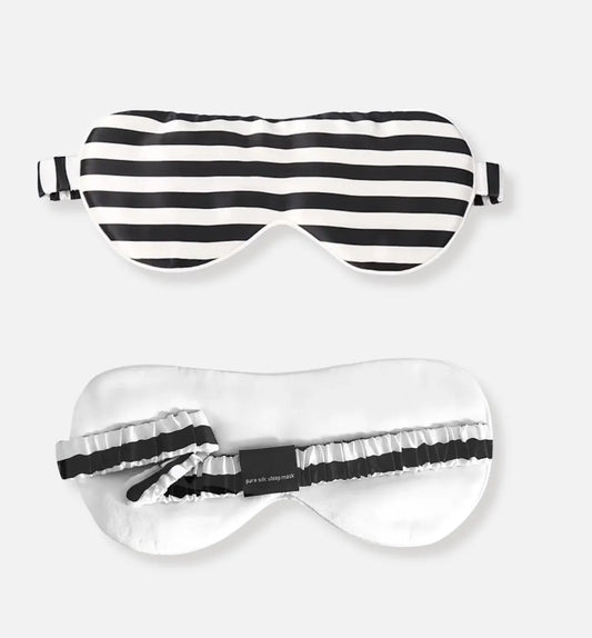 Black & White Striped Silk Sleep Mask