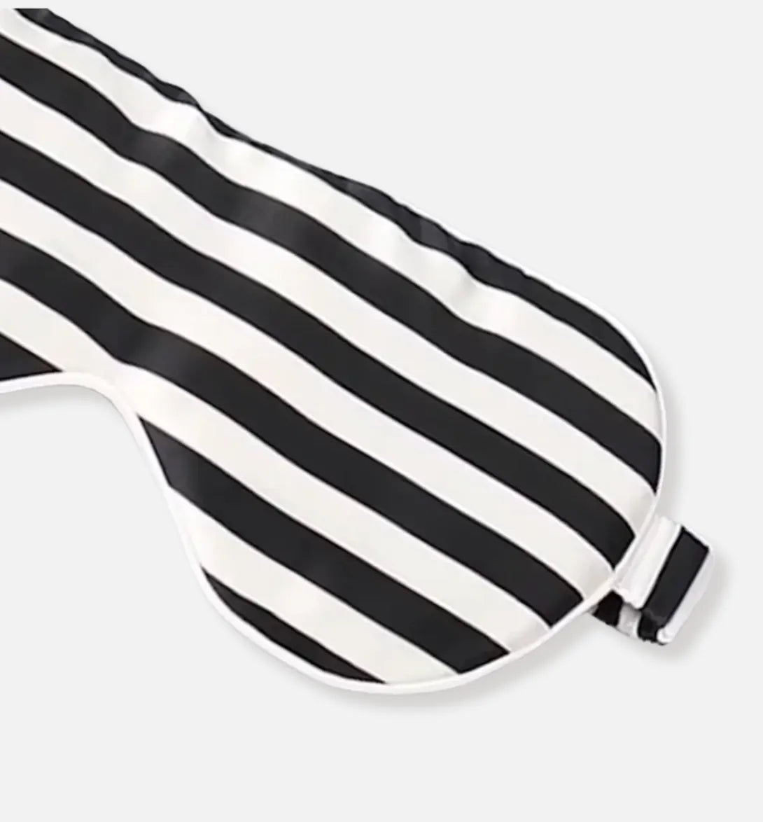 Black & White Striped Silk Sleep Mask