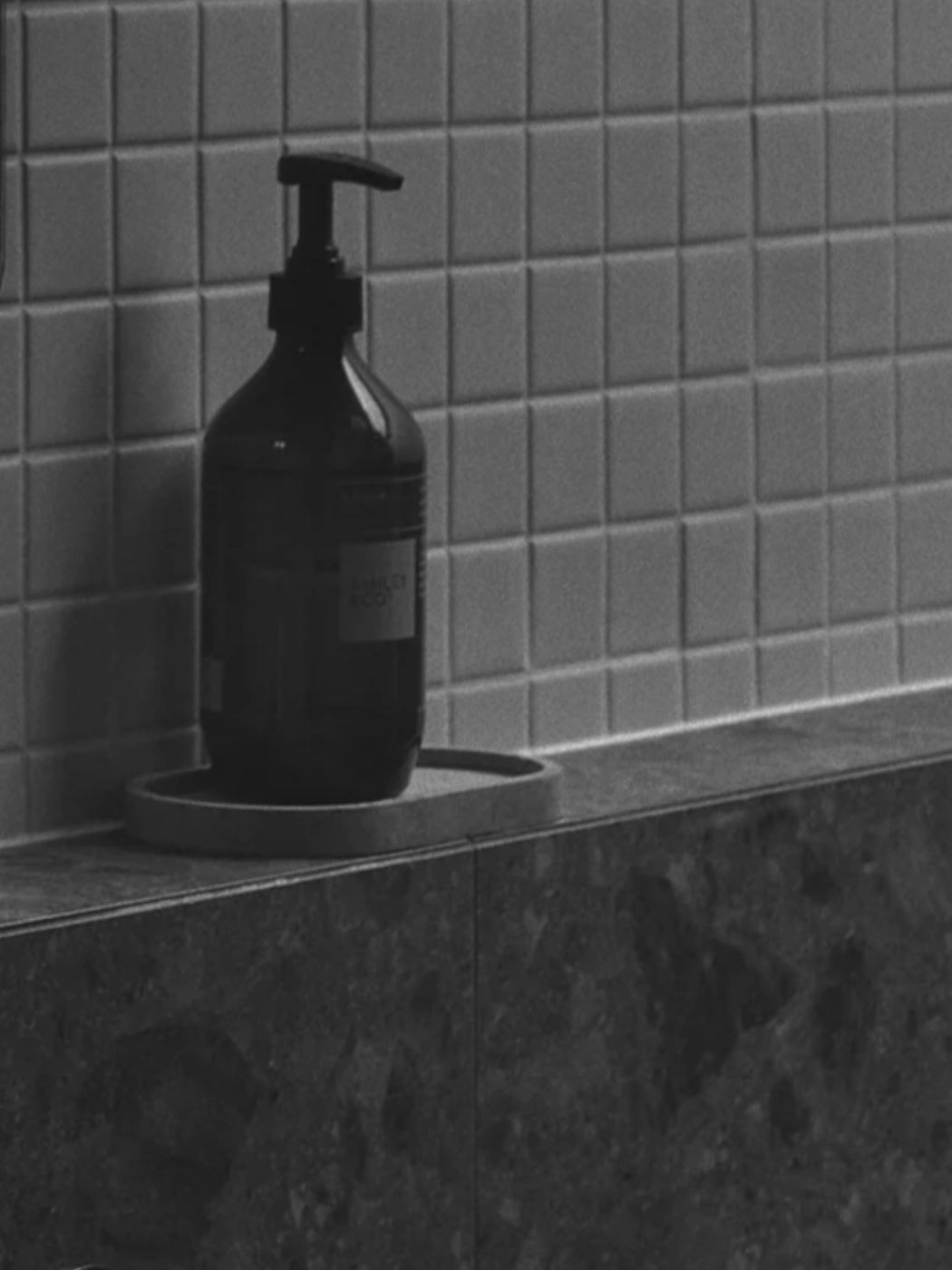 Ashey and Co Tui and Kahili Hand Soap in a monochrome bathroom