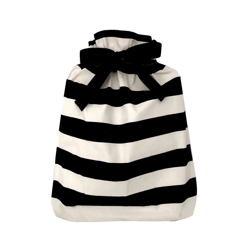 Black & White Stripe Large Chic Eco-Friendly Reusable Fabric Gift Bag | Sustainable & Stylish Wrapping