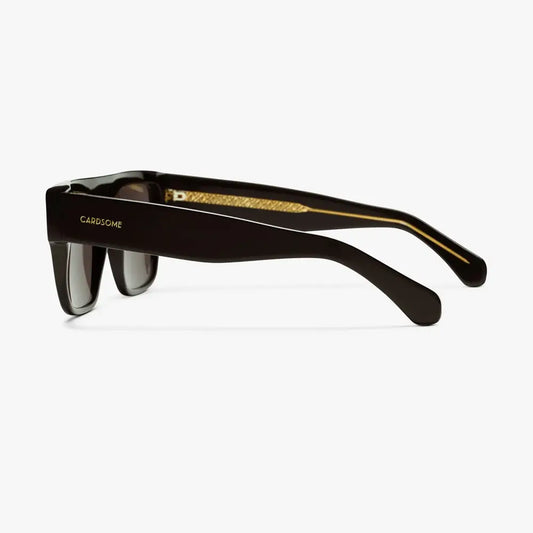 Side view of black faded lens sunglasses, Betty Boyfriend sunglasses inspired by Betty Catroux and made by Cardsome.