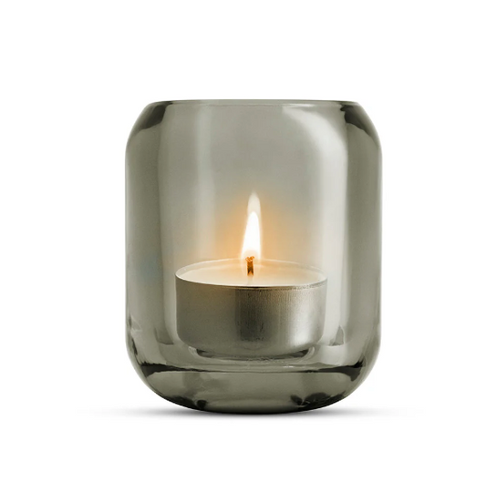 Scandinavian design smoke glass tealight candle holders