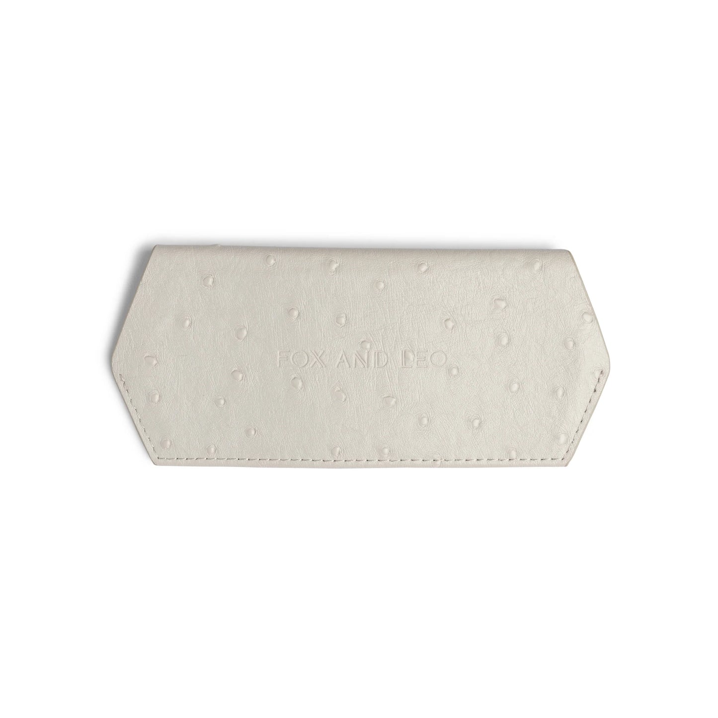 Fox and Leo ostrich print glasses case in leather, stylish and practical.