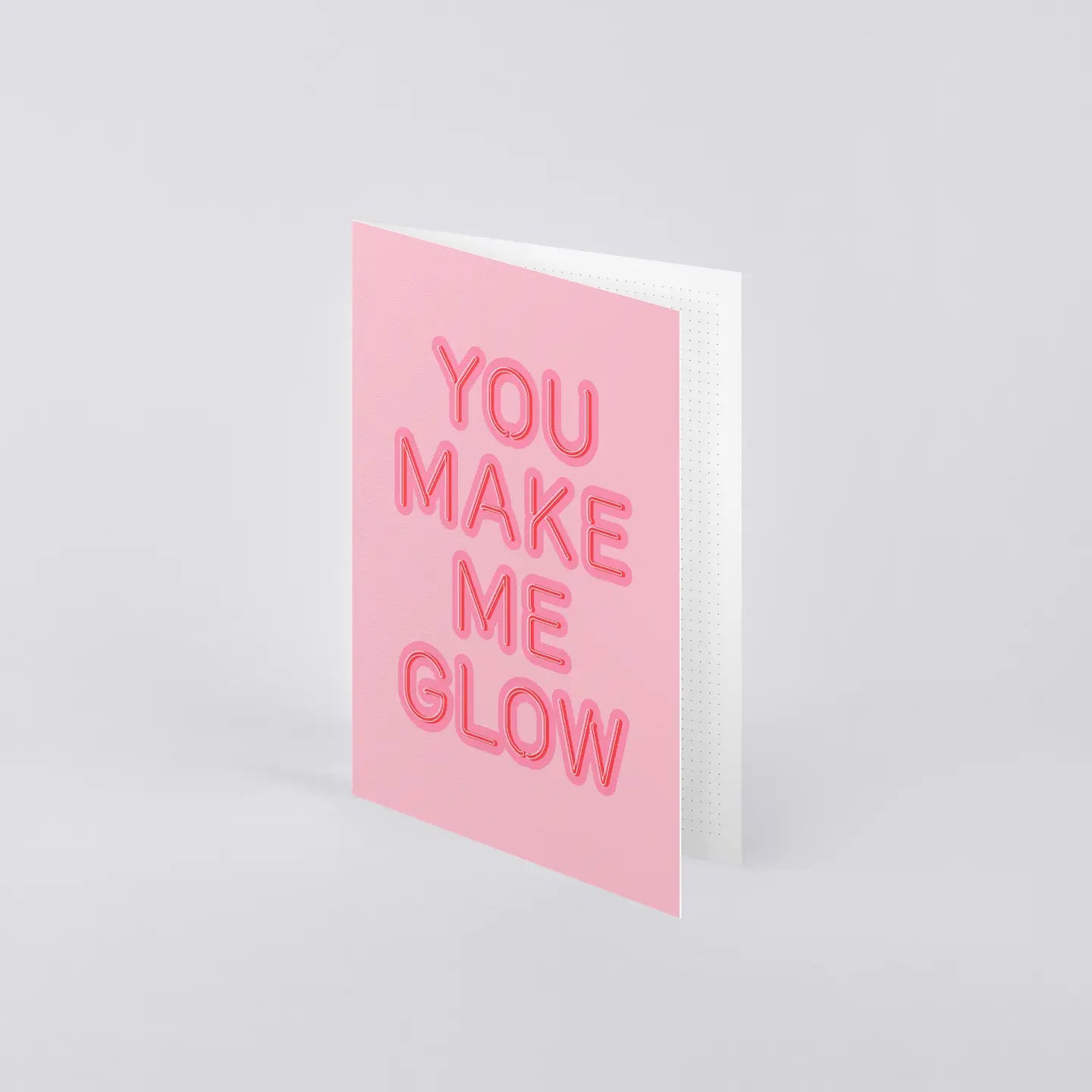 Nuuna You Make Me Glow card on dotted 300 g pape... and it comes with a bold red envelope.
