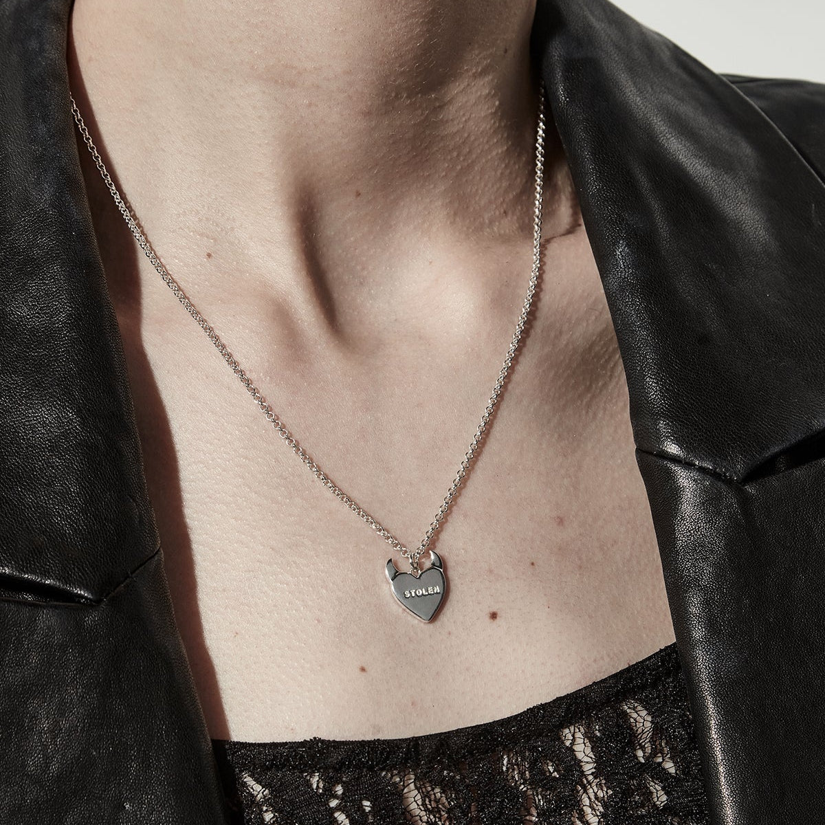 925 sterling silver necklace with edgy heart design