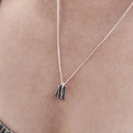 Close up of the Stolen Girlfriends Club Silver Baby Blades Necklace. Beautiful quality and design. J'adore.