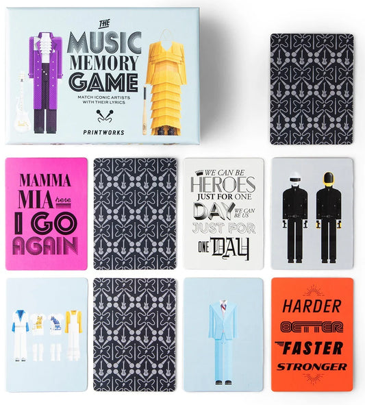 Cards from The Music Memory Game showing costumes and lyrics