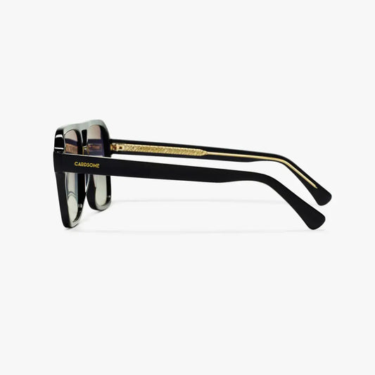 Side view of of Donna black sunglasses with retro frame