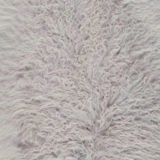 Close up of our Hides of Excellence Silver Grey Mongolian Sheepskin Throw Rug to give you an idea of its soft texture.