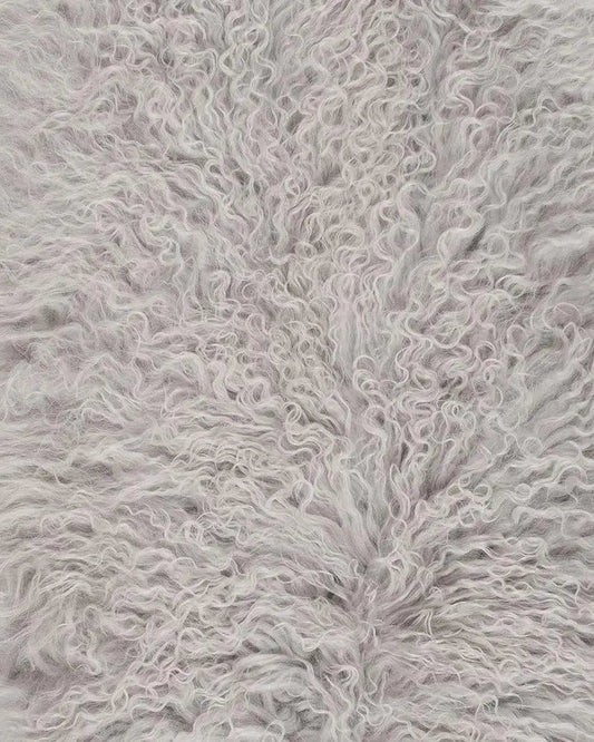Close up of our Hides of Excellence Silver Grey Mongolian Sheepskin Throw Rug to give you an idea of its soft texture.