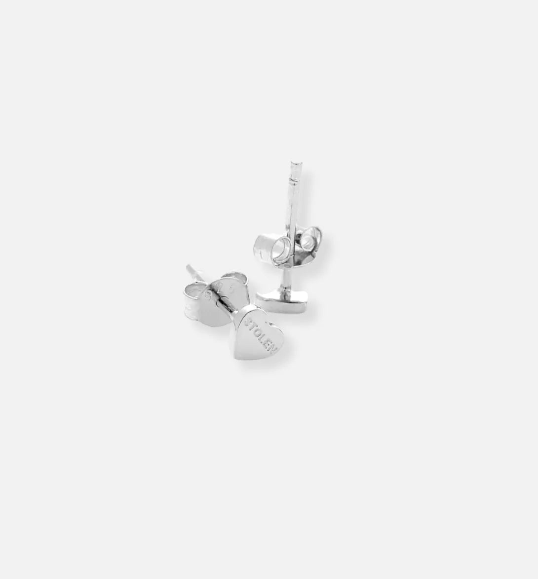 Tiny Stolen Heart Earrings in Silver