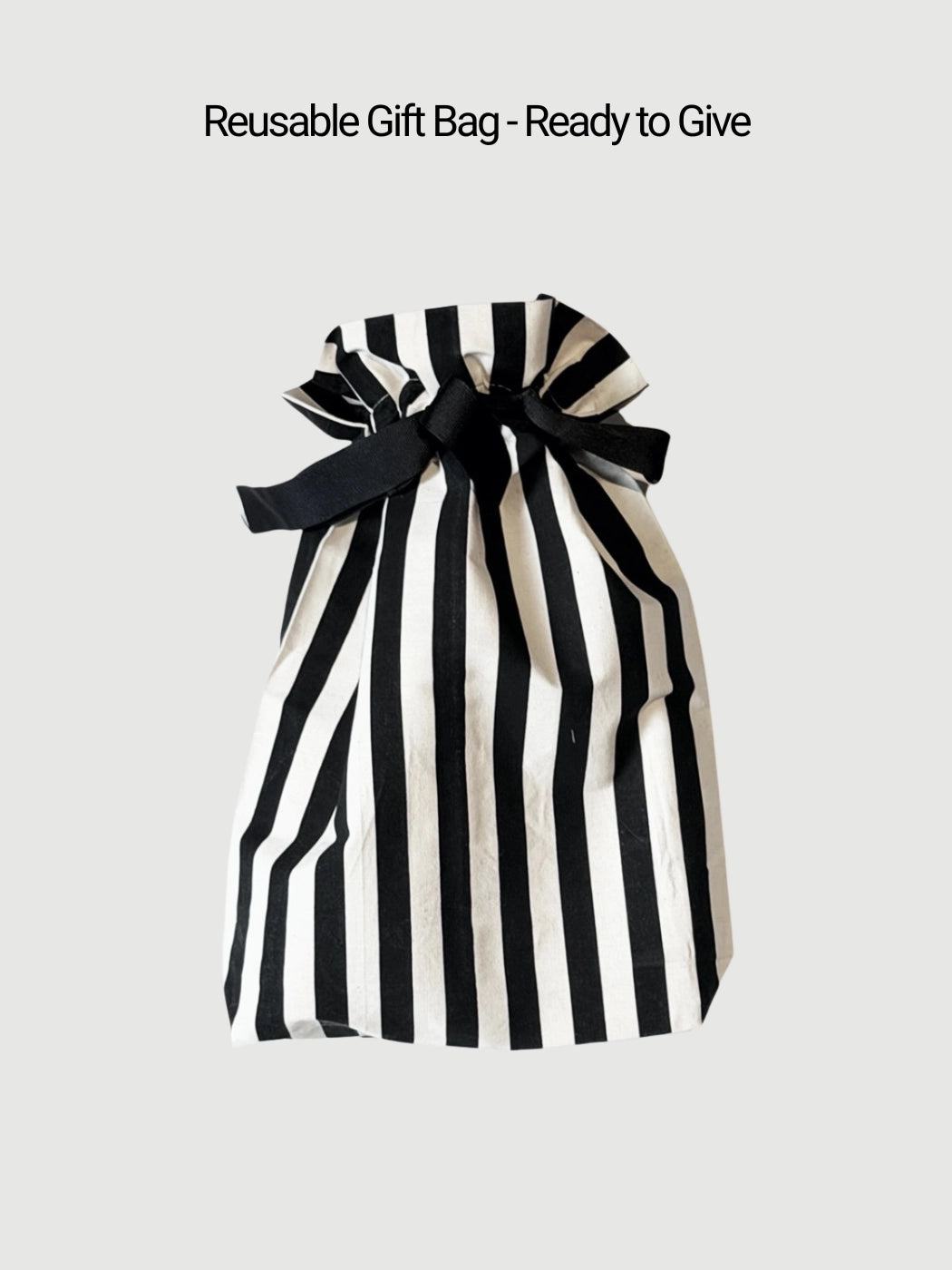 Black and white striped reusable cotton gift bag, French made and ready for gifting