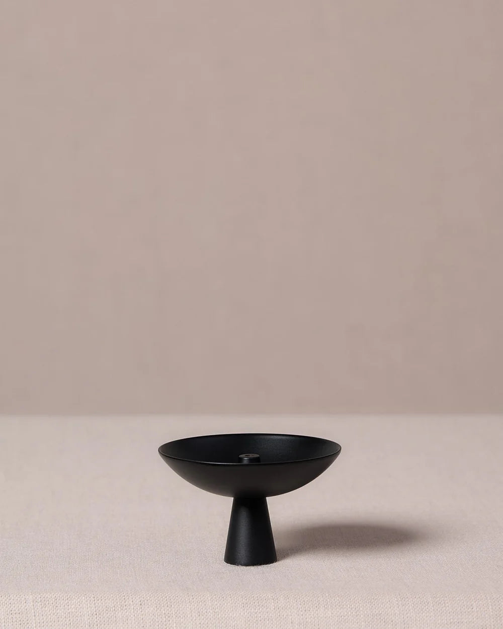 Alta Saturn Nickel incense holder in a matte black finish featuring a modern pedestal bowl design without an incense stick.