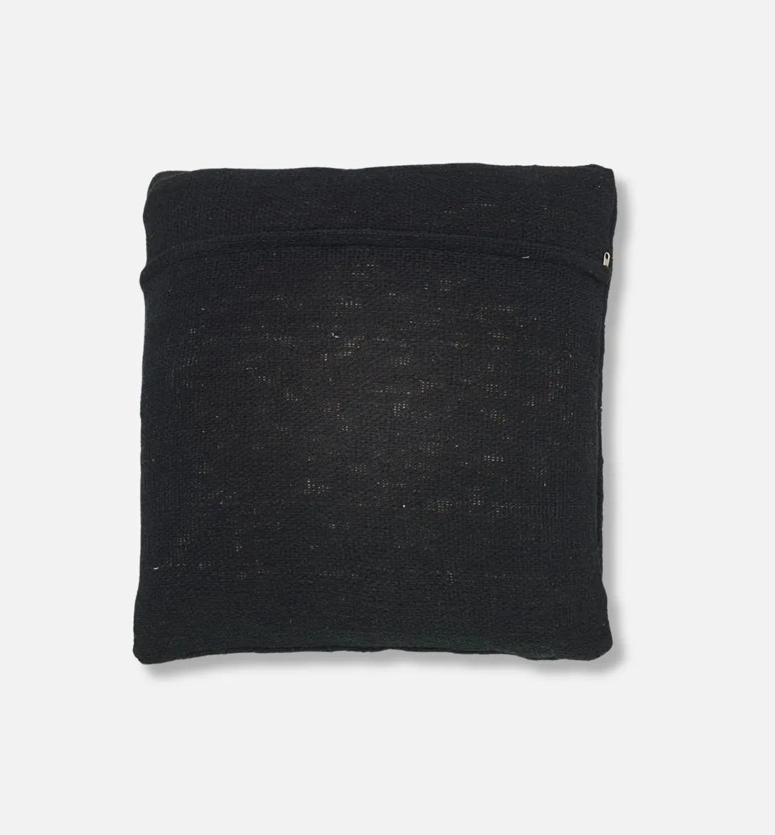Black Raw Linen Cushion with White Diamond Stitch