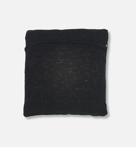 Black Raw Linen Cushion with White Diamond Stitch