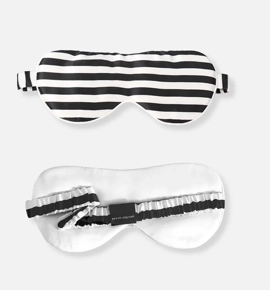 Black & White Striped Silk Sleep Mask
