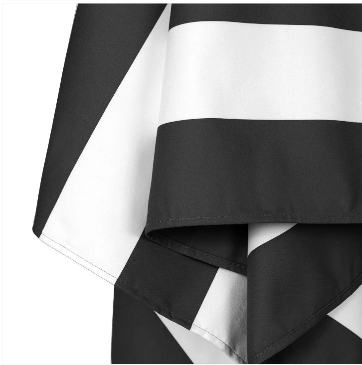 Charcoal & White Striped Microfibre Beach Towel | Quick-Dry & Sand-Free