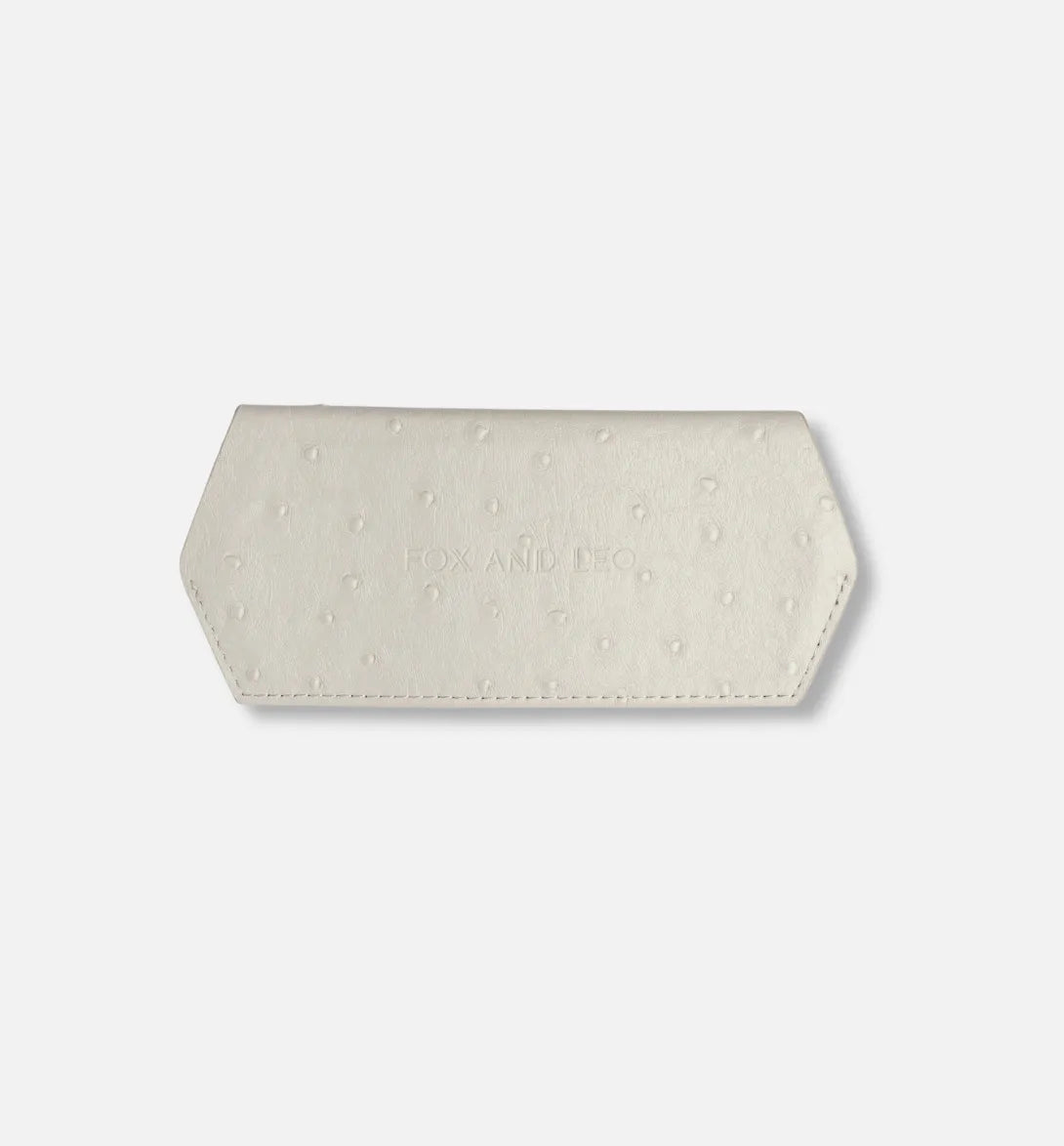 Leather Glasses Case – Stone Ostrich Print