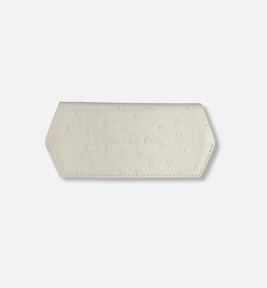 Leather Glasses Case – Stone Ostrich Print