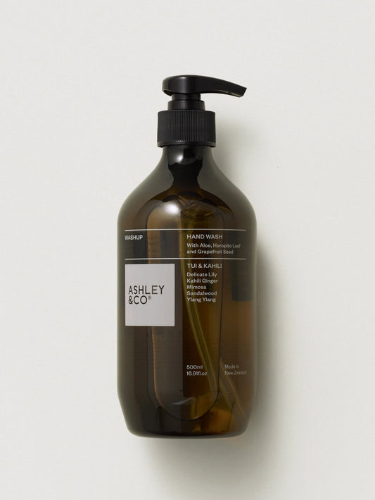 Ashley and Co Tui and Kahili Hand Wash container against a light background.