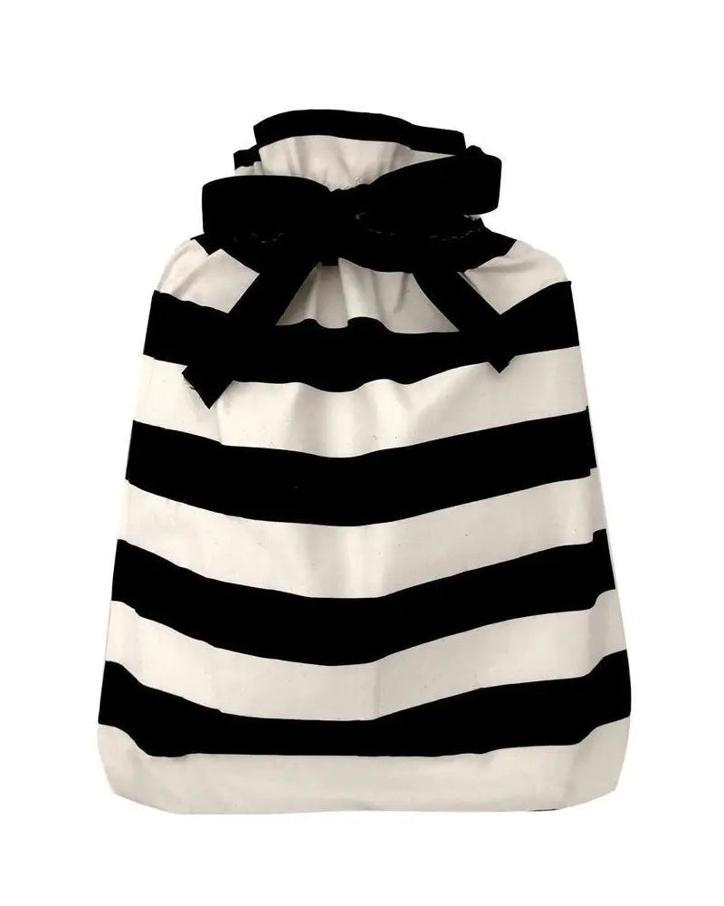 Large black and white stripe reusable fabric gift bag from Hunted + Co.