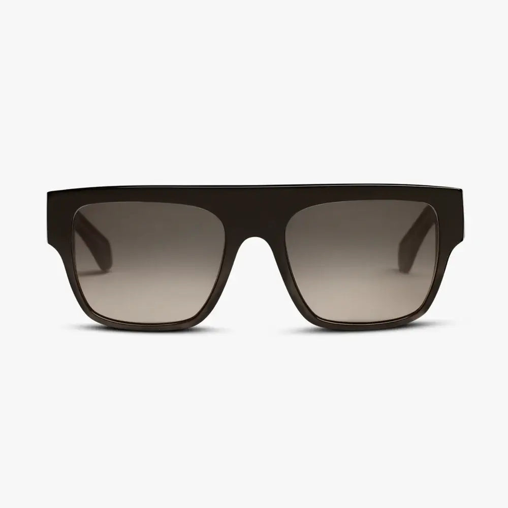 Oversized retro black sunglasses with faded lens
