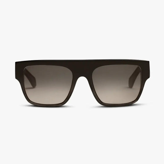 Oversized retro black sunglasses with faded lens