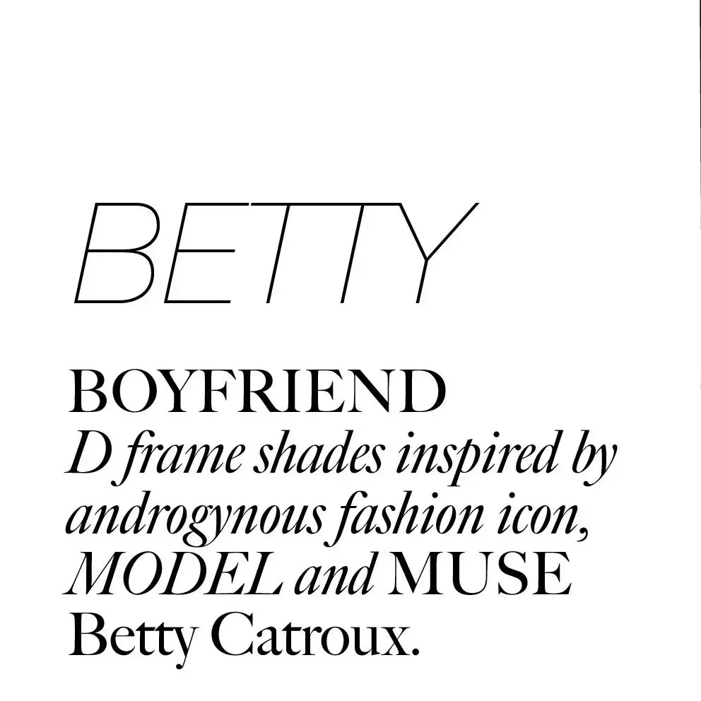 The name BETTY with text about their inspiration and muse, Betty Catroux.