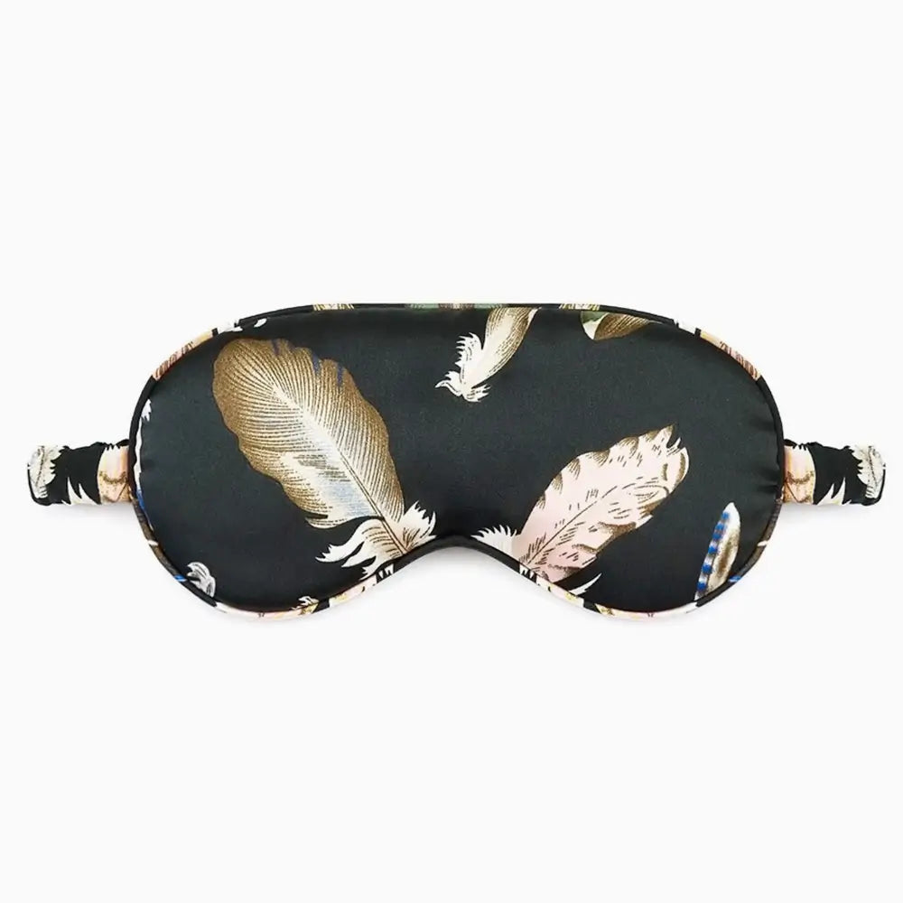 Feather Satin Eye Mask front view. Gorgeous.
