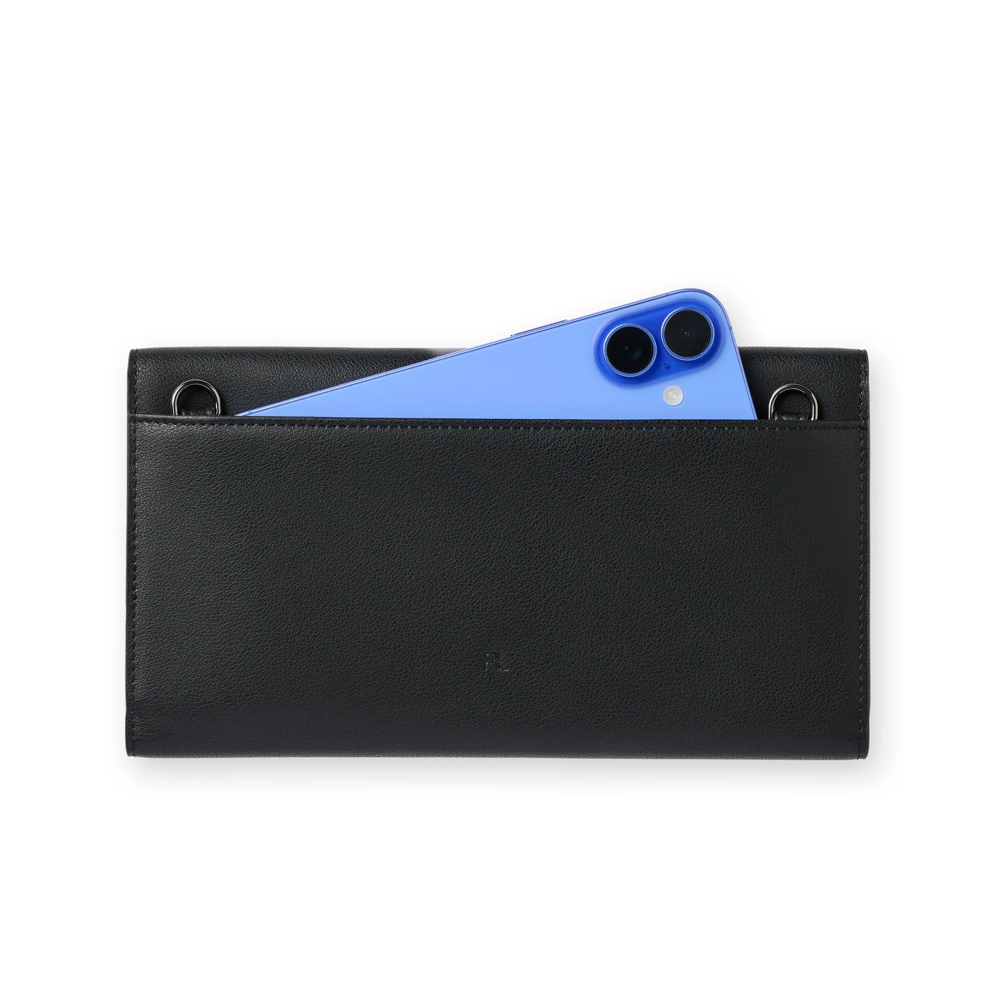 Back of the Fox and Leo travel wallet, The Traveller, showing that it can fit your mobile phone. What else do you need!?!