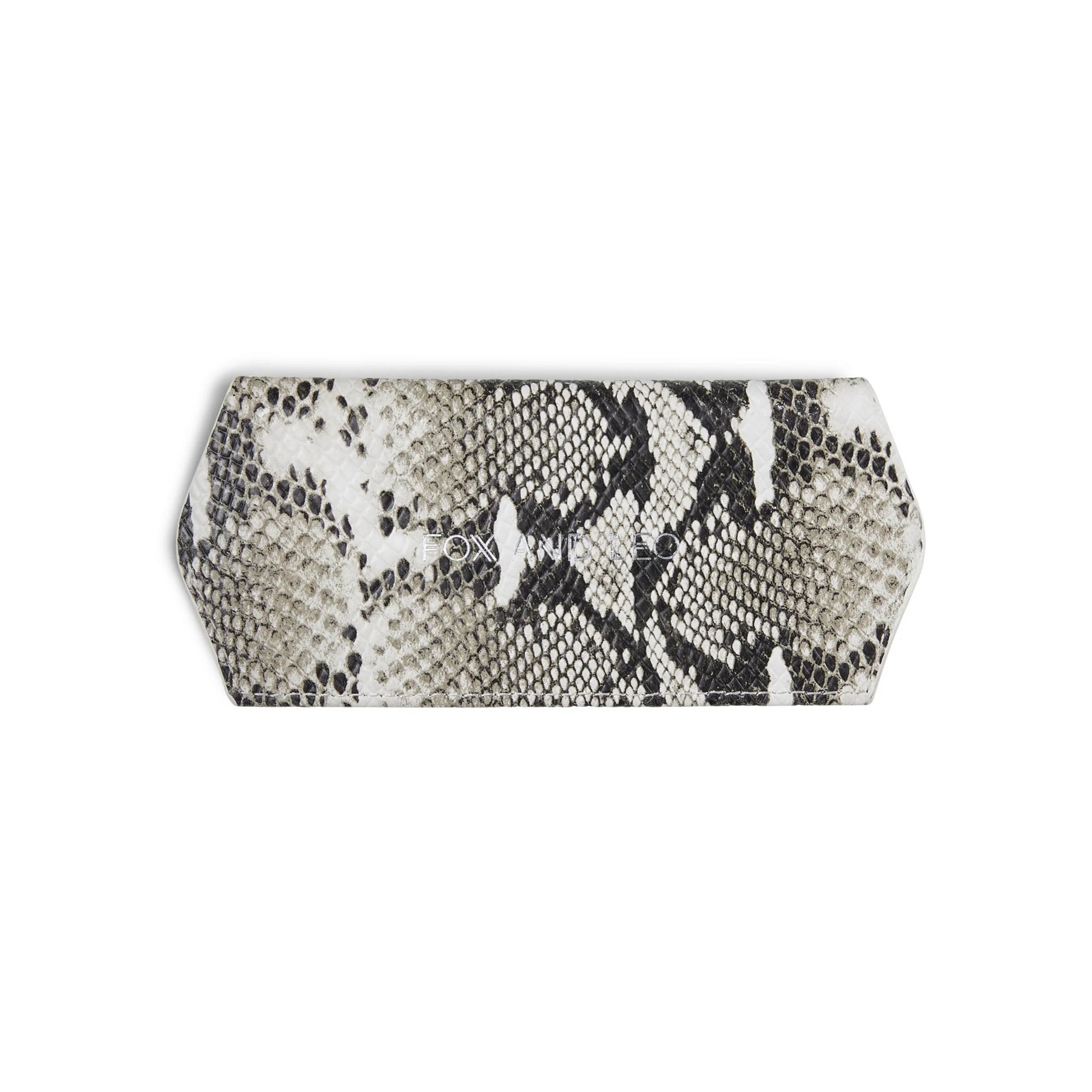 Snake print leather glasses case with sleek design, perfect for stylish eyewear protection.