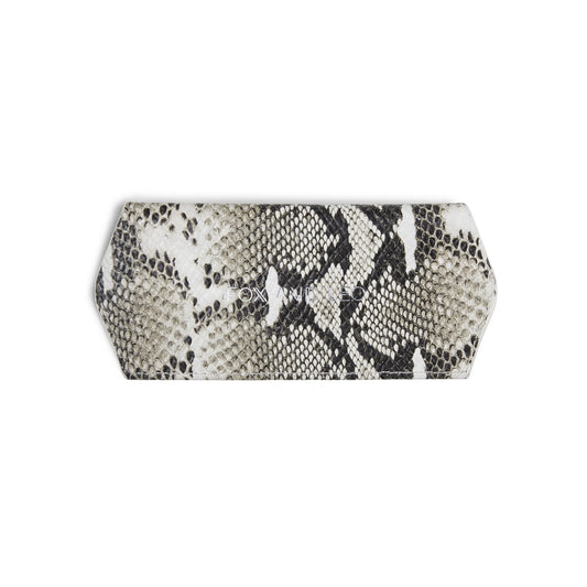 Snake print leather glasses case with sleek design, perfect for stylish eyewear protection.