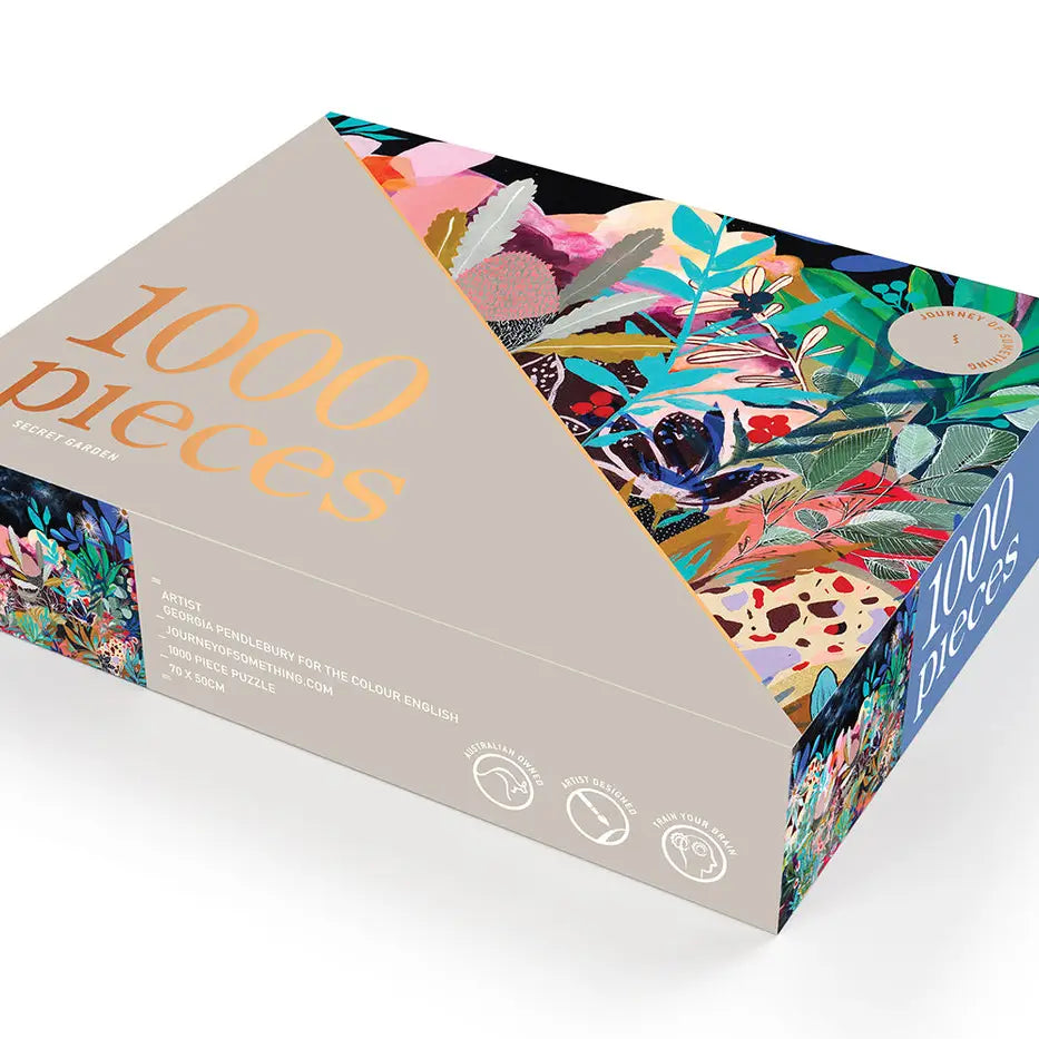 Eco-friendly 1000-piece puzzle made in Australia, featuring a colourful secret garden scene.