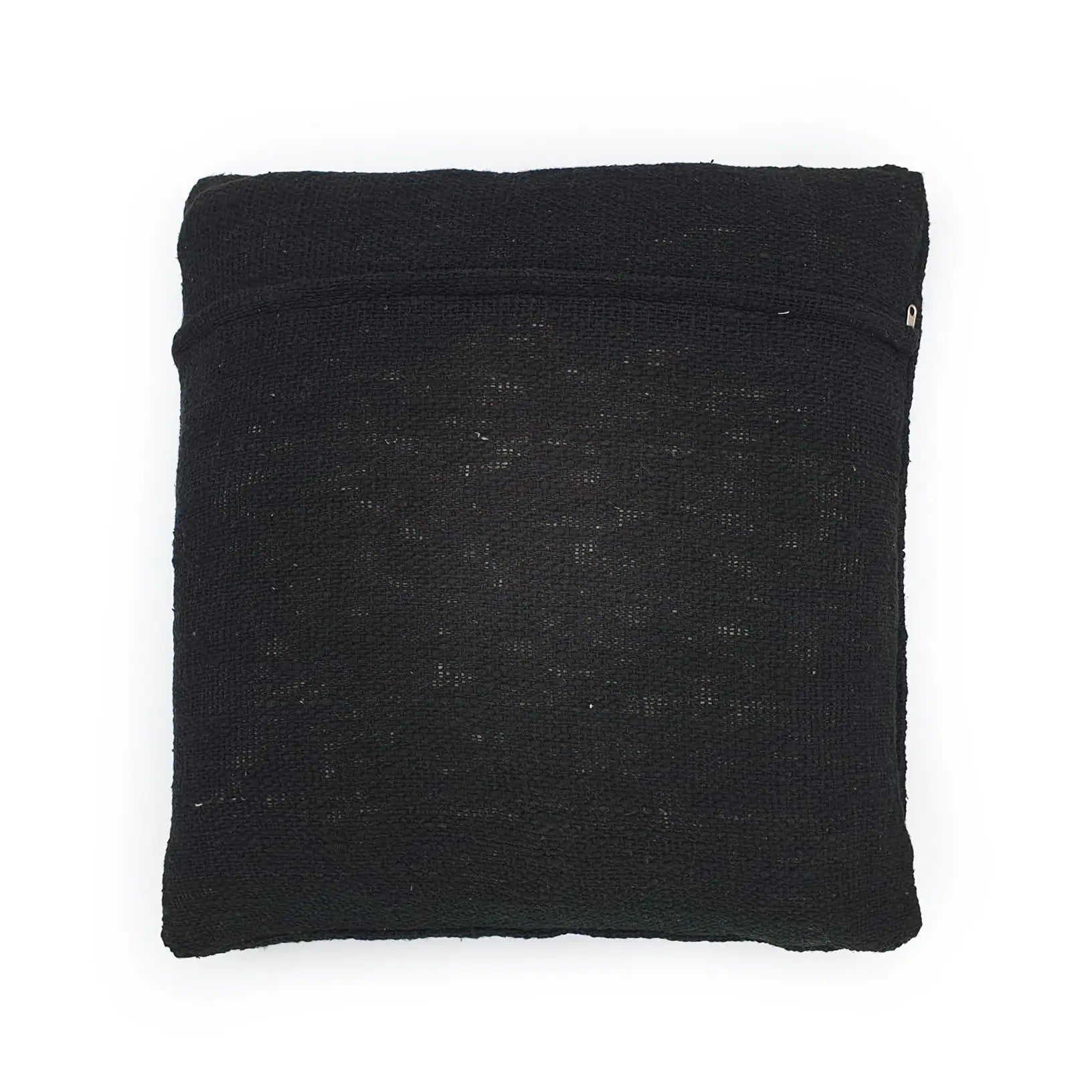 Back view of the Modern Double Diamond Black Cushion with zipper closure.
