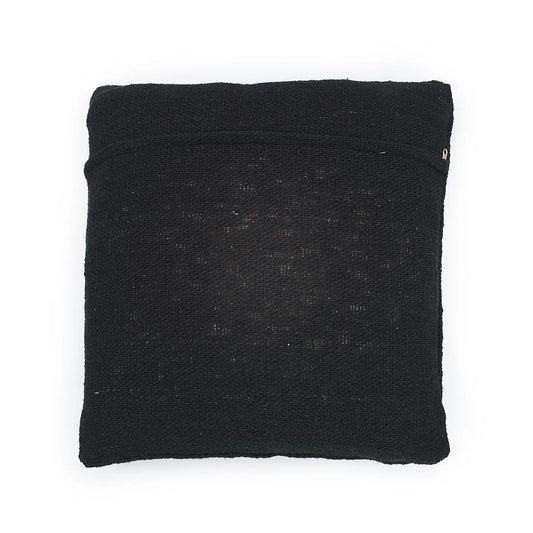 Back view of the Modern Double Diamond Black Cushion with zipper closure.