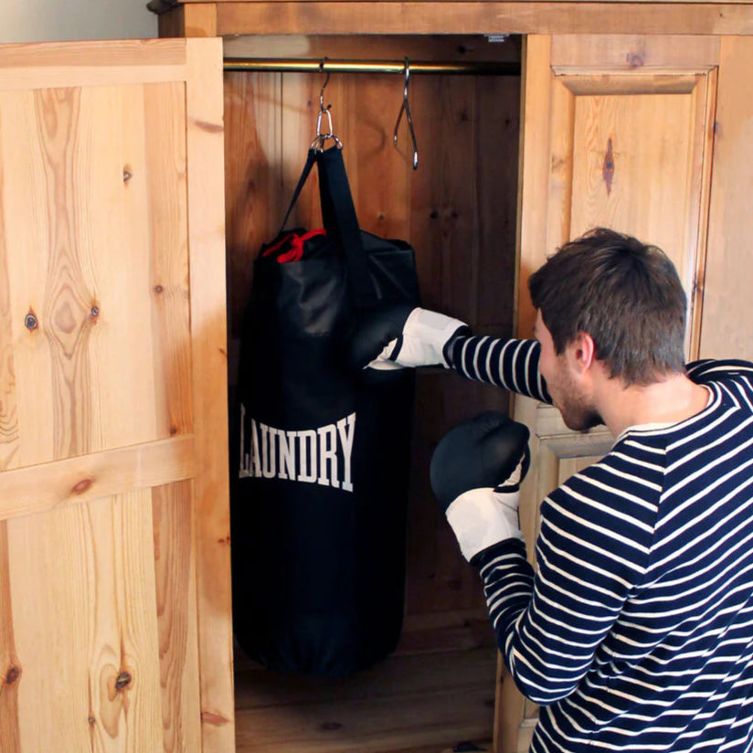 Suck UK Punch Boxing Laundry Bag being punched in a wardrobe LOL :P