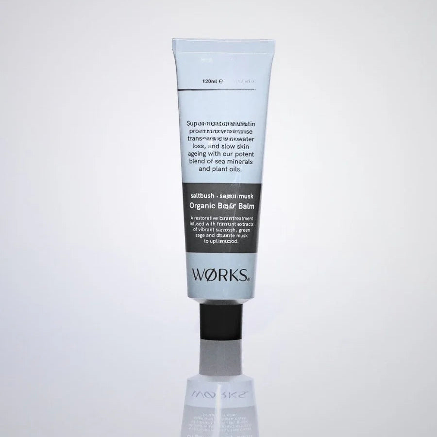Saltbush body balm by WØRKS with sage and moss, 120ml tube.
