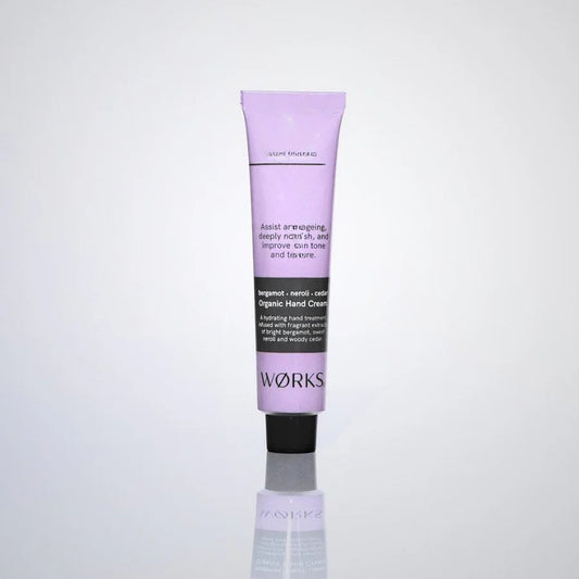 Bergamot hand cream by WØRKS, with neroli and cedar, 120ml tube.