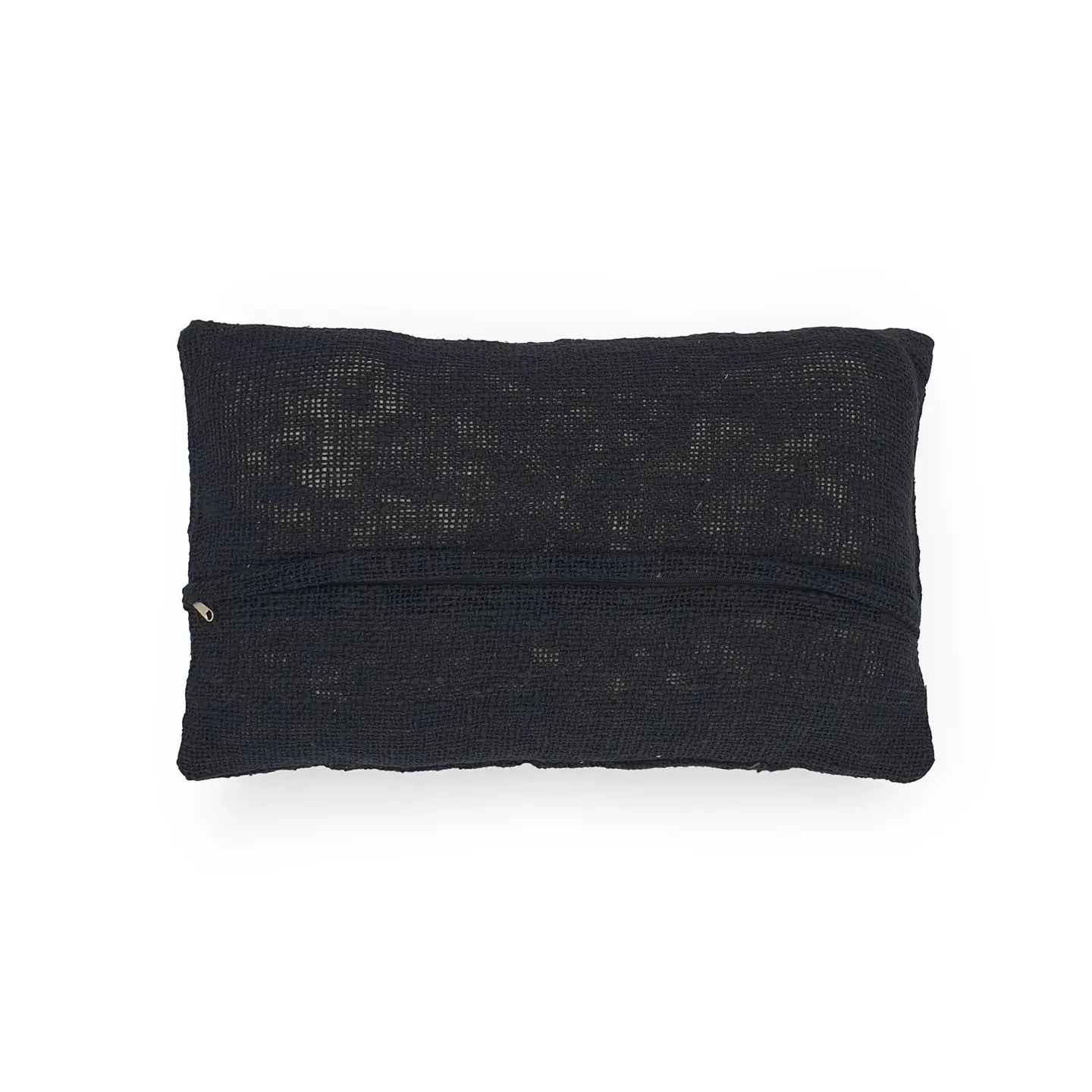 Modern Double Diamond Black Cushion with White Stitch - 50 x 30 cm