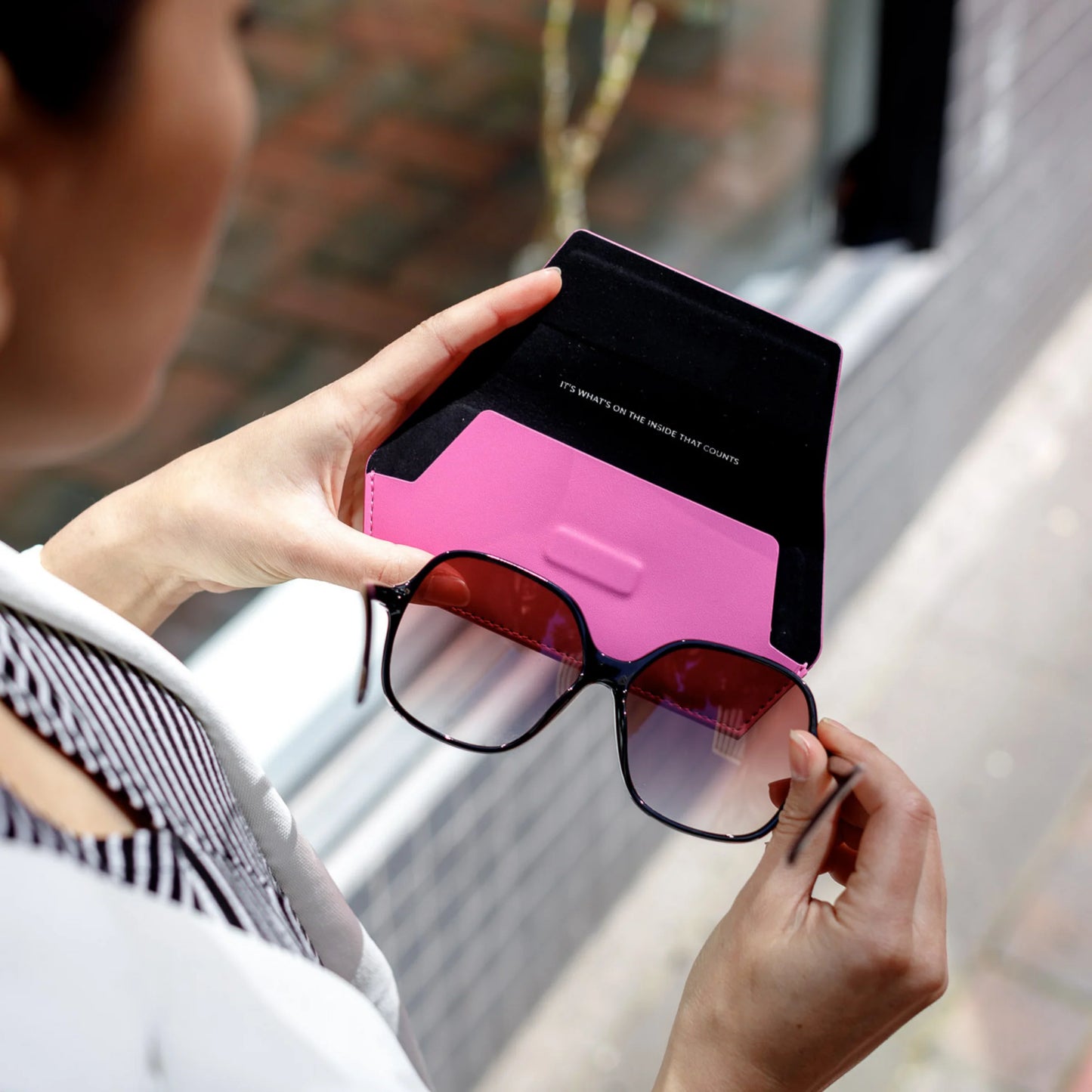 Fox & Leo Leather Glasses Case - Pink 'Foxy Lady'