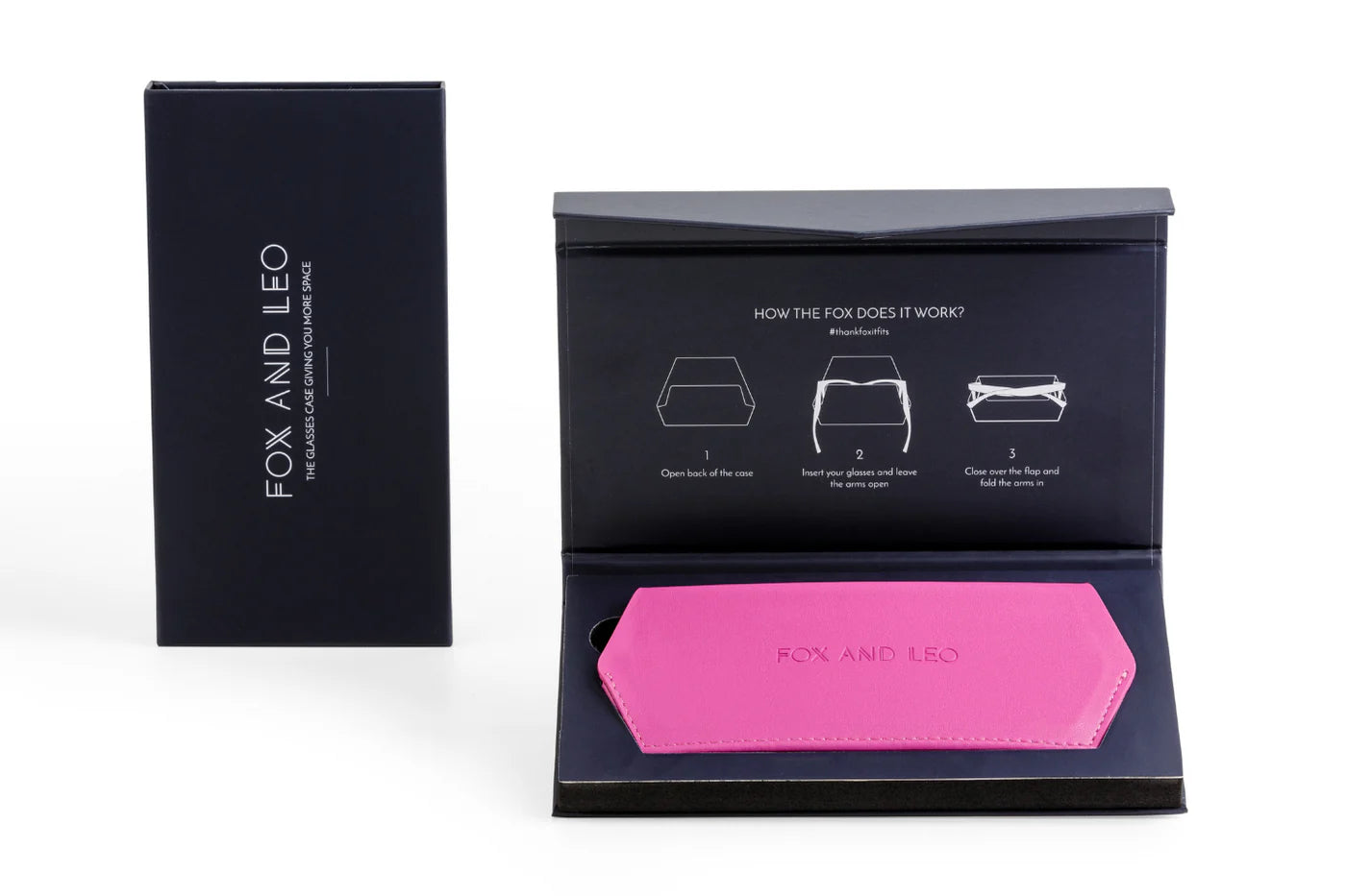 Fox & Leo Leather Glasses Case - Pink 'Foxy Lady'