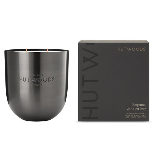 Bergamot & Anjou Pear Candle in Reusable Black Vessel Candle | EXTRA LARGE |  200+ Hours Burn Time | Luxury Home Fragrance