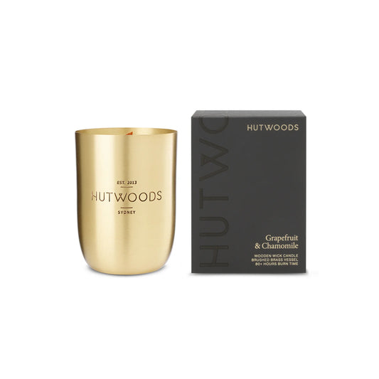Grapefruit & Chamomile Candle in Reusable Brass Vessel | 80+ Hour Burn Time | Luxury Home Fragrance
