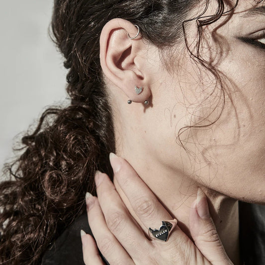Sinister Heart Sterling Silver Stud Earrings – LIMITED EDITION | Mixed Emotions Collection