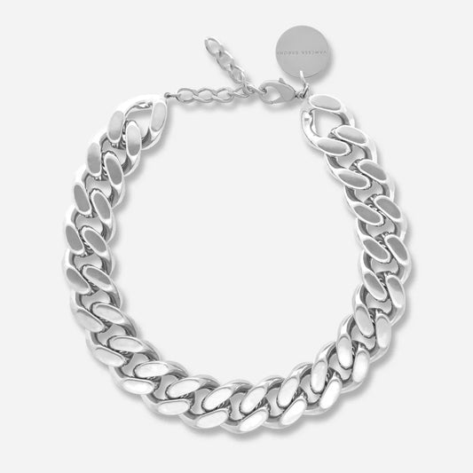 Vanessa Baroni Silver Big Flat Chain Necklace | Bold, Sculptural + Effortlessly Cool