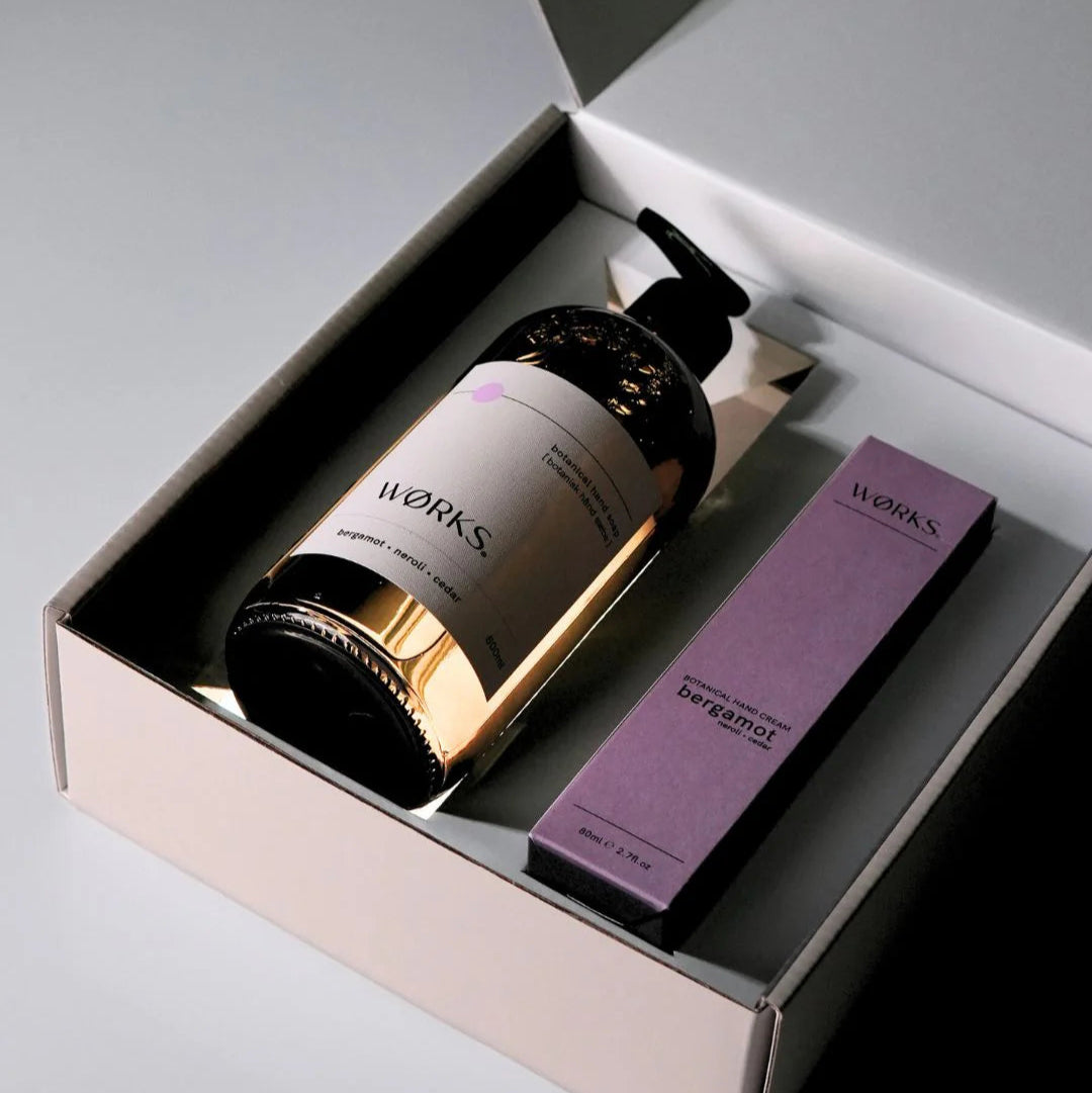 WØRKS Bergamot Liquid Hand Soap + Balm Gift Box | Bergamot + Neroli + Cedar