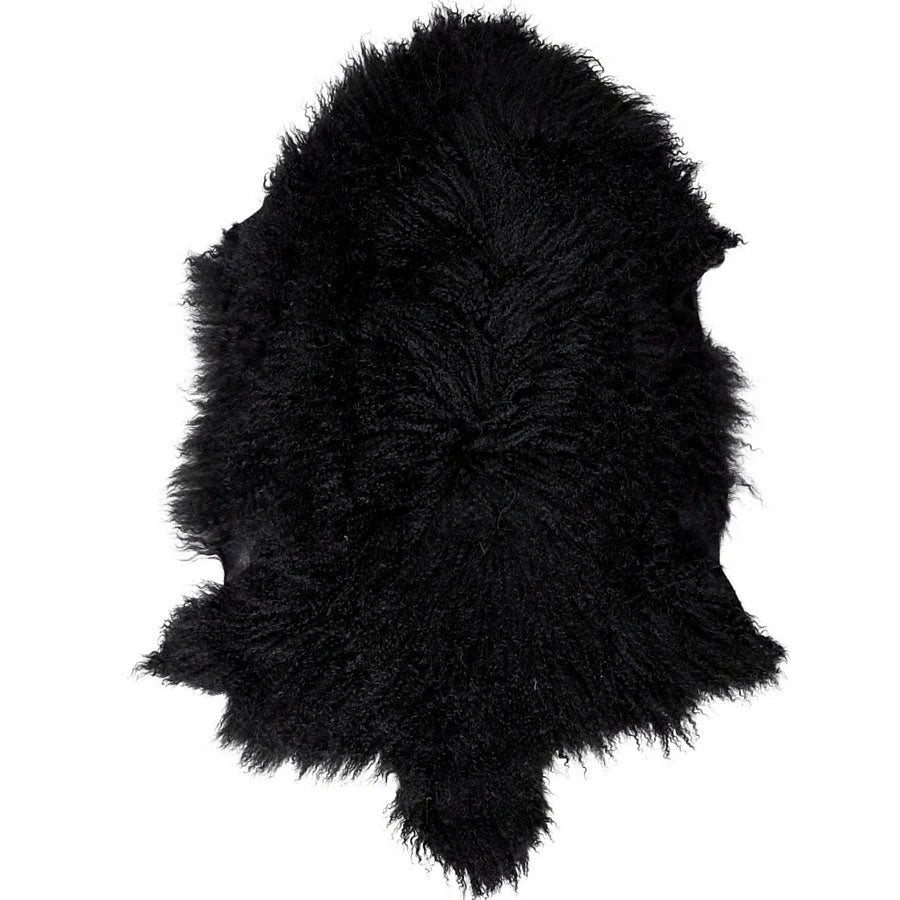 Mongolian Sheepskin Throw Rug - Black