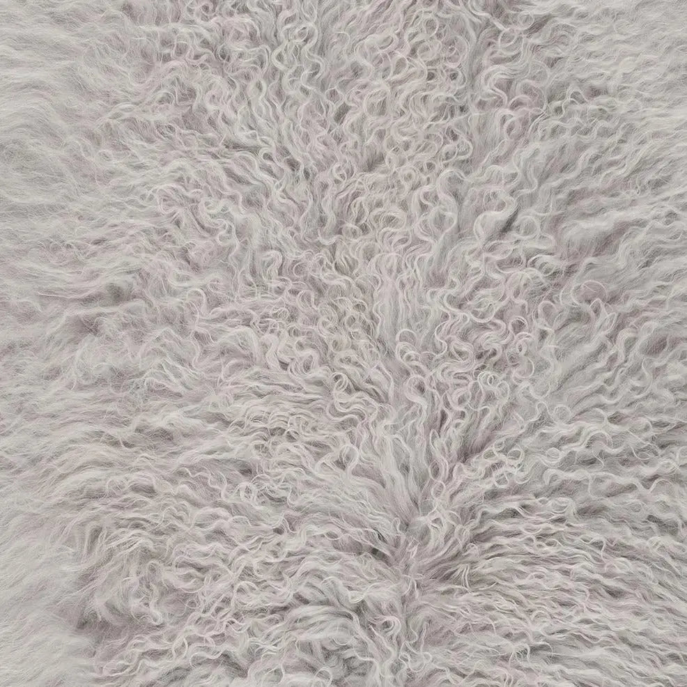 Mongolian Sheepskin Throw Rug - Light Grey