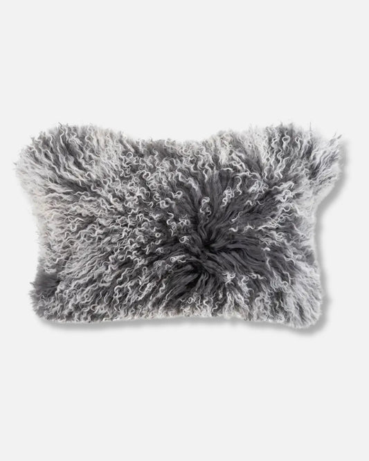 Charcoal Mongolian Sheepskin Lumbar Cushion
