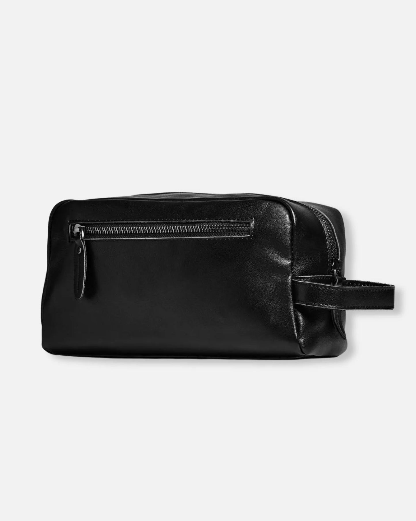 Society of Wolves leather wash bag with zip closure